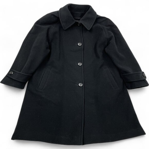 Holt Renfrew Cashmere Wool Black Long Button Overcoat Coat Women's Size 14 - Picture 1 of 12
